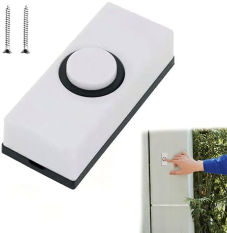 Wired Door Bell Button Wired Bell Push Universal Door Bell Push Wall Mounted Doorbell Push Button White Plastic Doorbell Button with 2Pcs Screws for Home Warehouse Garage