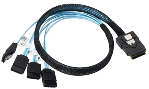 JMT Cavo server Mini SAS 8087 maschio femmina ad alta velocità Mini SAS 8087 a Slim SAS 8654 4I/4X SATA 7P adattatore (da 4X SATA 7P femmina, 50 cm)