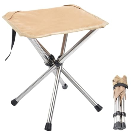 Asiento De Campamento Plegable - Taburete Compacto Al Aire Libre para Senderismo | Silla De Marco De Acero Ligero para Viajes, Picnics, Trekking, Mochilero