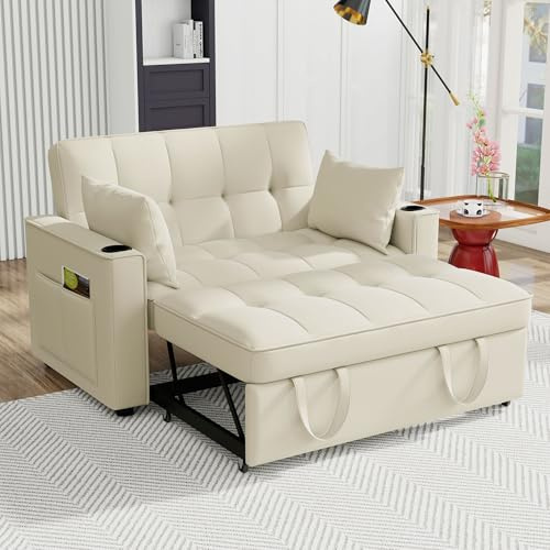 Seyakany - Sofá cama convertible 2 plazas, sofá cama plegable, multifuncional con dormitorio, portavasos y almohada