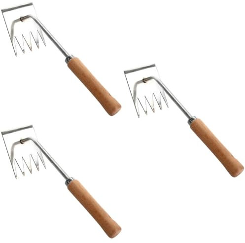 Milisten 3 Pièces Outils De Désherbage pour Le Jardinage Petit Râteau De Jardin Para Désherbeur Ergonomique Frappeur Outils De Désherbage De Jardin Outil De Désherbage Acier Inoxydable