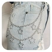 QWALIT Y2K Star Jean Chains for Women Pants Chain for Men J Pocket Chain for Pants Biker Hip Punk Chains Y2K Jewelry for Women Accessory Silver Trendy Fashion for Music Festival Concert Cosplay