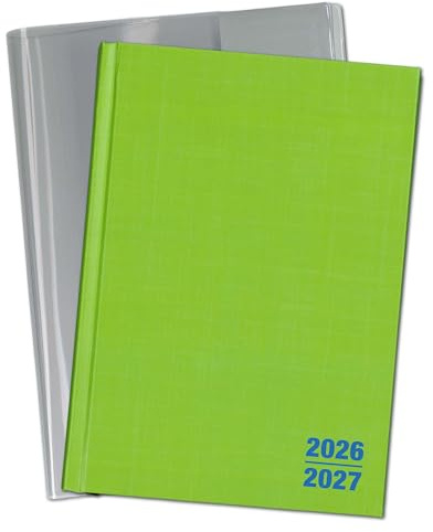 Set: F&L Lehrerkalender Planer HC, Wochentage horizontal, 2026/2027, DIN A5, grün mit Schutzhülle