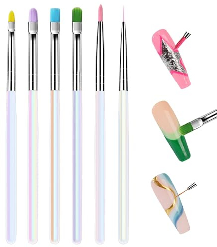 Nybhyjka Juego de pinceles de uñas, pincel para delineador de uñas, herramienta de punteado, herramienta de esmalte de gel, aplicador de arte para principiantes y profesionales
