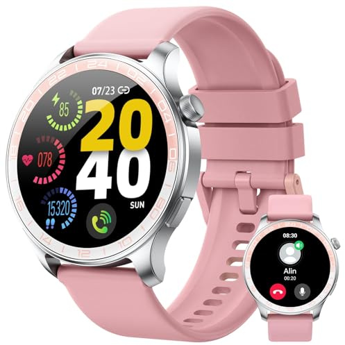 Smartwatch Damen, 1.43″ AMOLED-Display Touch Smart Watch mit Bluetooth-Anrufe, 120+ Sportmodi Fitnessuhr IP68 Wasserdicht Sportuhr, Fitness Tracker mit Herzfrequenz Schrittzähler Schlafmonitor SpO2