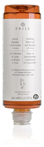 Prija Haut & Haarshampoo vitalisierend mit Ginseng 360 ml Cysoap Drückspender Kartusche für Spender. Flakon Hair & Body Duschgel Hotel Spa Wellness Appartments (4x 360ml)