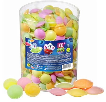 Flying Saucers 375g Tub | Citric Coloured Sherbet-Filled UFO Disc Sweets | Vegetarian Friendly | 300 Count
