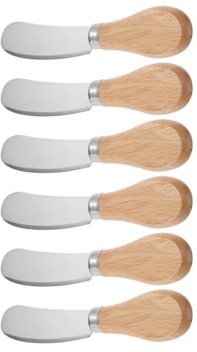 DOITOOL 6 pièces Set de Couteaux Fromage et Beurre Acier Inoxydable avec Manche Bois Épandeur Trancheur et Coupe-fromage Multifonction pour Fromages Durs et à Tartiner