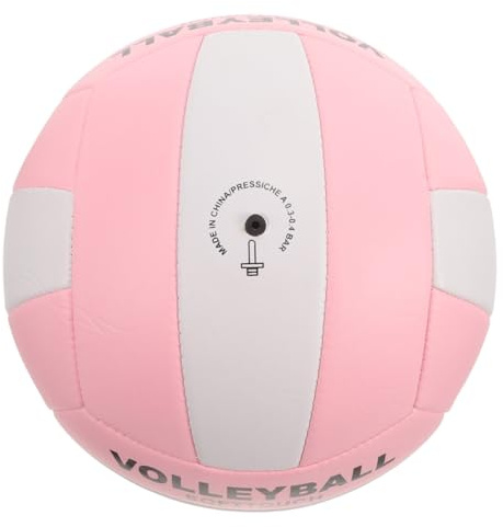 DEARMAMY Ballon de Volley-Ball en Salle Souple Taille 5, Balle D'entraînement Intérieur, Matériau Épais Anti-, Couleur Blanche et Rose, Équipement Sportif pour Match et Entraînement
