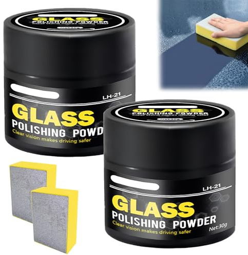 60g Glaspolitur Gegen Kratzer Im Glas, Glas Politur, Glaskratzer-Entferner Autoscheibe, Entfernt Schnell Ölfilme, Flecken und Kratzer Von Autoscheiben, Inklusive 2 Wollradierern