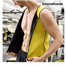 InnovaGoods - Gilet de Sport Effet Sauna pour Homme, Optimise l'entraînement, Confort Respirant, Design Élégant Noir, Jaune Citronier, Taille Unique, Néoprène Polyester