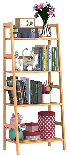 HOMCOM Estantería de Bambú 4 Niveles Estantería Escalera de Baño Librería Organizador Zapatero 48x30x119cm