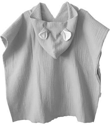 MIMUSELINA Badeponcho Kinder aus 100% Baumwoll-Musselin | Bademantel Baby und Baby Badetuch in einem | Leicht, saugfähig und schnelltrocknend | Für Bad, Strand und Pool