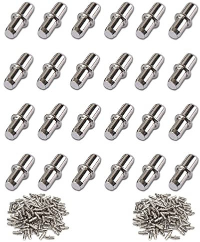 100 Stück Metall Regalbodenträger, φ 5 MM Bodenträger, Regalbrett Halterung für Schränke, Garderoben und Regale, Silber