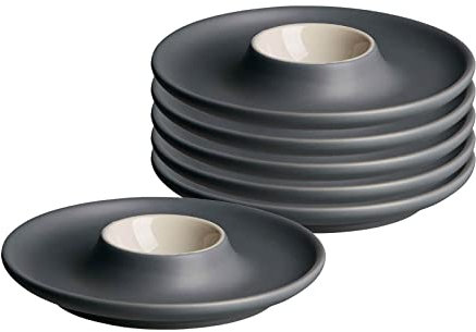 Ritzenhoff & Breker Eierteller Jasper, 6er Set, Grau, Eierbecher ø 12 cm, Eierhalter aus Steinzeug, Soft-Touch-Haptik & Mattglasur