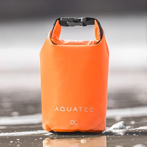 AQUATEC wasserdichte Dry Bag - 4X Größen: 2L / 3L / 5L / 10L | Leichte wasserdichte Seesack | Starker Beutel mit sicherem Verschluss | Kajak/SUP Board/Camping