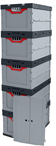 5x Faltbox 60 x 40 x 27 mit Deckel | Eurobehälter Kunststoffbox Lebensmittelbox Vorratsbehälter Lagerkiste Transportbox Kommissionierbox