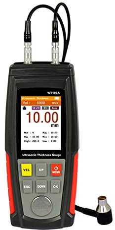 BuyWeek Ultraschall Dickenmessgerät, WT100A Digitales Ultraschall Dickenmessgerät Hand Ultraschall Dickenmesser Messbereich 1–225 mm