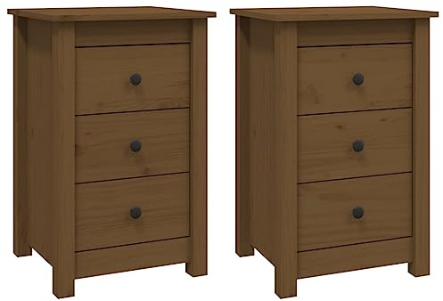 vidaXL Mesitas de Noche 2 uds Madera de Pino marrón Miel 40x35x61,5 cm