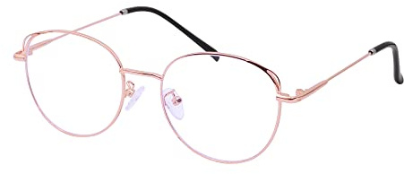 JoXiGo Brille Blaulichtfilter Ohne Stärke Damen Herren Metallgestell Brillenfassung Computerbrille mit Brillenetuis Brillenkette