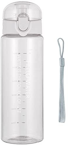 Lizbin Botella de Agua Botella de Agua Deportiva, Botella de Agua Transparente Reutilizable Botella de Agua Sin BPA, Botella de Agua De Plástico A Prueba de Fugas, Botellas de Bebidas (26 oz, Blanco)