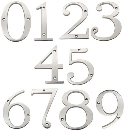 VAMIUR shuz 1 Stück 10,2 cm Zinklegierung Nummer 0–9, 101 Mm Metall-Satin-Nickel-Hausnummer, Outdoor-Adresse, Modernes Zuhause, Wohnungsschild (Color : Number 1)