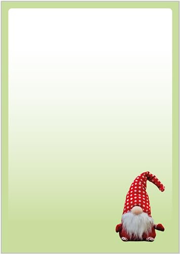 Briefpapier Wichtel DIN A4 - Papier Weihnachten - 20 Blatt - Motiv Nr. 030 | 100g/m²