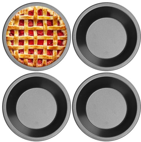 Wedhapy Mini Pie Pans, 4PCS Non-Stick Mini Pie Tins, 4.3x1.2 Pot Pie Baking Dishes,Individual Pie Pans Mini Pie Tins Carbon Steel Round Pizza Pan for Oven Cakes, Quiches, Tarts, Desserts