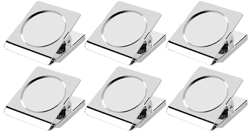 Magnetic Clips, 2.12 inches Heavy Duty Metal Magnet Clips for Hanging, 6 Pack Extra Strong Large Magnetic Clip for Whiteboard, Classroom, Office