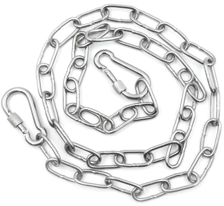 Alnicov 40 Inch Stainless Steel Gate Link Chain Lock with Both-Ended Carabiners Chain Link Gate Latches for Outdoor Fences, Pet Cages, Horse Goat Cow Corral Supplies
