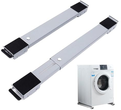 Adjustable Furniture Washing Machine Dolly with Mobile Rolling Base and Brake - Grey