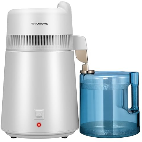 VIVOHOME Water Distiller Countertop 1.6 Gallon/6L 900W Distilled Water Machine with Smart Switch Purifier Filter for Home Office, White