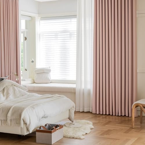 Mesnt Gardine Blickdicht Lichtdurchlässig, Pinke Verdunkelungsvorhänge mit Ösen Thermovorhänge für Wohnzimmer/Schlafzimmer132 x 229 cm