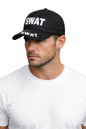 NuJake Baseballkappe für Erwachsene, mit verstellbarem Riemen, SWAT Team Cosplay, Schwarz, Schwarz , One size