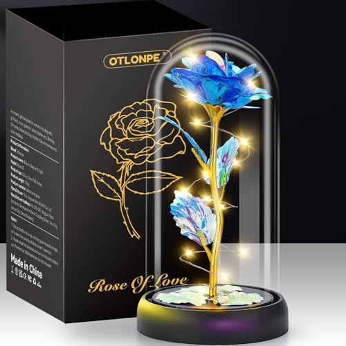 Otlonpe Geschenke für Frauen, 7 Zoll Ewige Glas Rose Personalisierte Geburtstagsgeschenk für Frauen Freundin Mama Oma Frau Valentinstag Weihnachts Muttertags