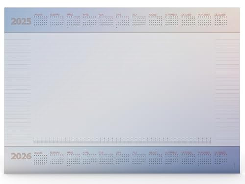 Schreibtischunterlage Desktop Assistent VERLAUF aus Papier DIN A2 | Kalendarium, viele hilfreiche, praktische Features | 25 Blatt | Notiz Unterlage | mit extra Kalenderblatt (Motiv Farbverlauf)