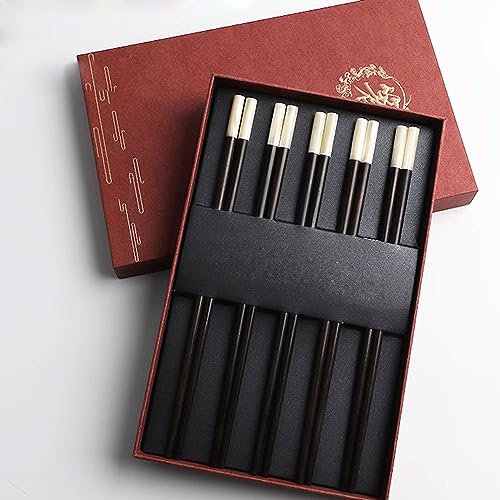 ZGYOZMNG Bacchette Bacchette riutilizzabili in Metallo Bacchette Bacchette Cinesi per Uso Domestico, 5 Paia di Bacchette Antiscivolo Confezione Regalo (E 25 cm) (C 25 cm)