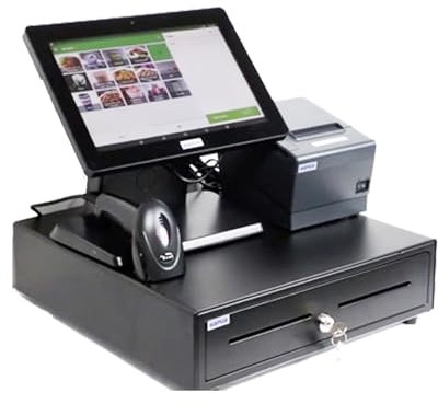 Registrierkasse, 12-Zoll-Touchscreen-Registrierkasse, POS-Systemmaschine mit Drucker, Scanner und Kasse for den Einzelhandel,Intelligente Registrierkasse