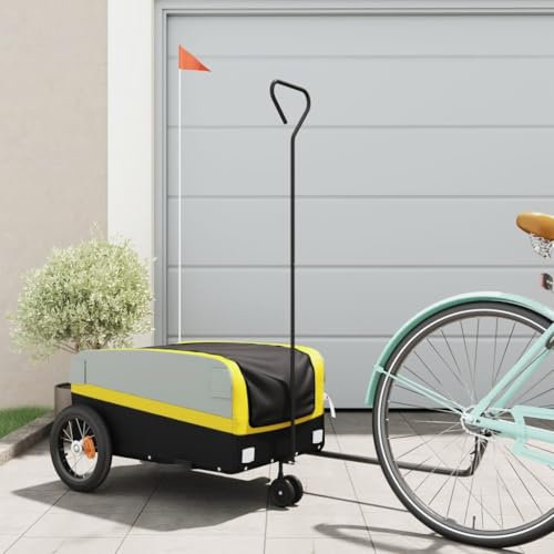 Xichuzi Fahrradanhänger Schwarz und Gelb 30 kg Eisen, Fahrrad Anhänger, Lastenanhänger, Handwagen, Fahrrad-lastenanhänger, Lastenfahrrad - 94057