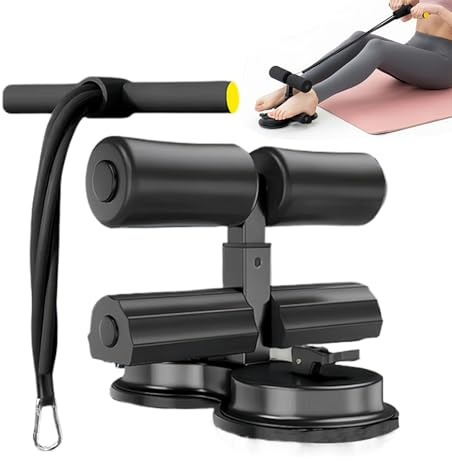 Machine ABS - Barre de sol pour équipement d'entraînement - Barre de sit-up réglable - Porte-gobelet à ventouse - Entraîneur abdominal pour entraînement abdominal et entraînement de base - Avec