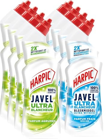 Harpic - Lot de 8 Gels WC Power - Javel + Agrumes