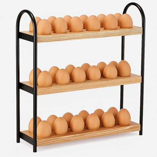 Portauova in legno da appoggio, a 3 strati, contiene 36 uova fresche, per organizzare la cucina e la dispensa, per raccogliere la casa (legno di bambù)