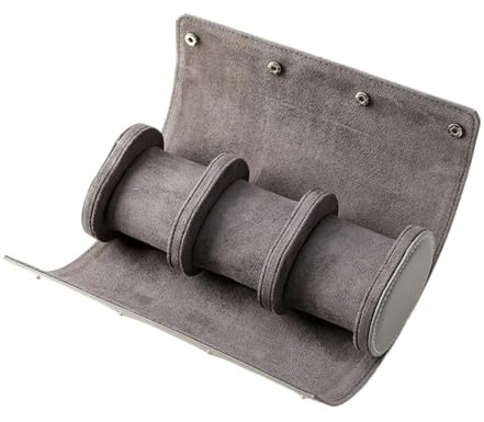 Estuche enrollable de cuero portátil for reloj, 2 unidades, organizador de almacenamiento personalizado, soporte for reloj de viaje, caja sorpresa a prueba de golpes Para Cumpleaños(Gray 3 watches)