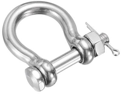 PATIKIL 1 Stück 304 Edelstahl D-Ring Schäkel, 3/8 (10mm) Marine-geeignet mit Schraubstift für Boote, Segelboote, Ketten, Rigging, Verschluss, Silber