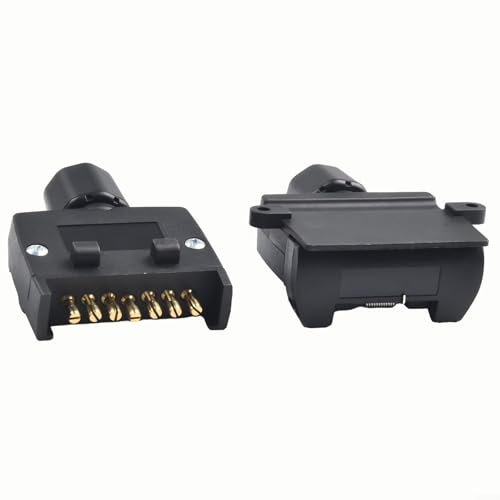 Besttoolifes Lot de fiches et prises plates à 7 broches pour remorque, connecteur mâle et femelle en plastique pour caravane, camion, camping-car, bateau, remorquage, broches en laiton 12 V CC