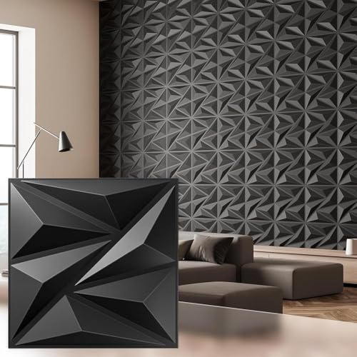 Artiz Paneles De Pared 3D para Decoración De Interiores, Paneles Texturizados De PVC, Impermeables, para Sala De Estar, Dormitorio Y Fondo De TV.(Black,30PCS)