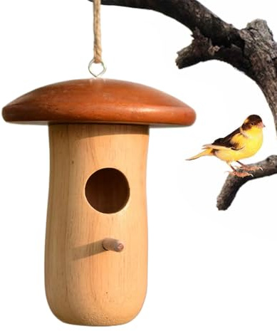 Kolibri-Häuser für Nistkästen - Tierhaus aus Holz, Rustikales Pilzhütte, umweltfreundliche Bauweise, leichtes Design | Vogelnisthaus