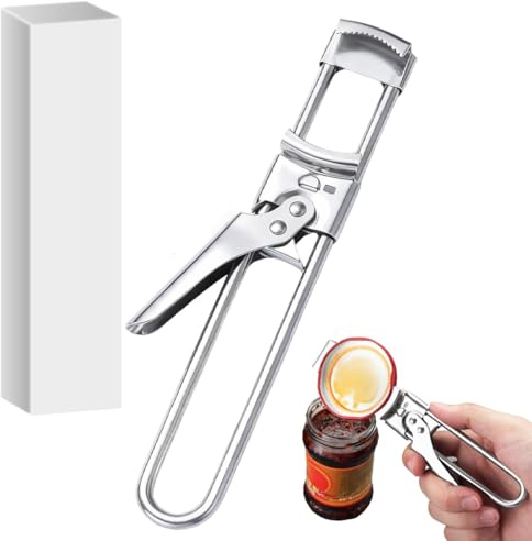 Edelstahl Deckelöffner - Manuell Öffner für Schraubgläser Verstellbare, Extralanger Hebel Schraubdeckelöffner Optimiertes Design für Senioren, Arthritis, Fraue