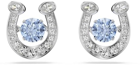 Swarovski Symbolica stud örhängen, Runt snitt, Pavé, Hästsko, Blå, Rodiumpläterad