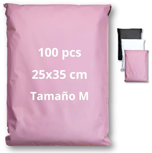 100 sobres para envíos de ropa - Tamaño M - 25x35cm - 100% OPACO/ULTRA-RESISTENTE/IMPERMEABLE - Sobres Plastico - Bolsas de Envio Paquetes - Cajas Envios Paquetes
